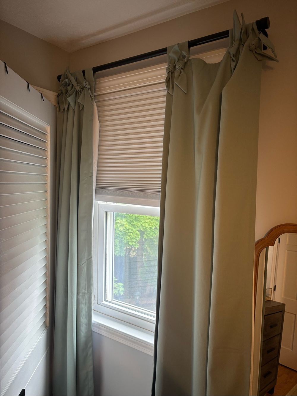 Pillowfort Sage Green Blackout Tie-Top Curtain Panel
